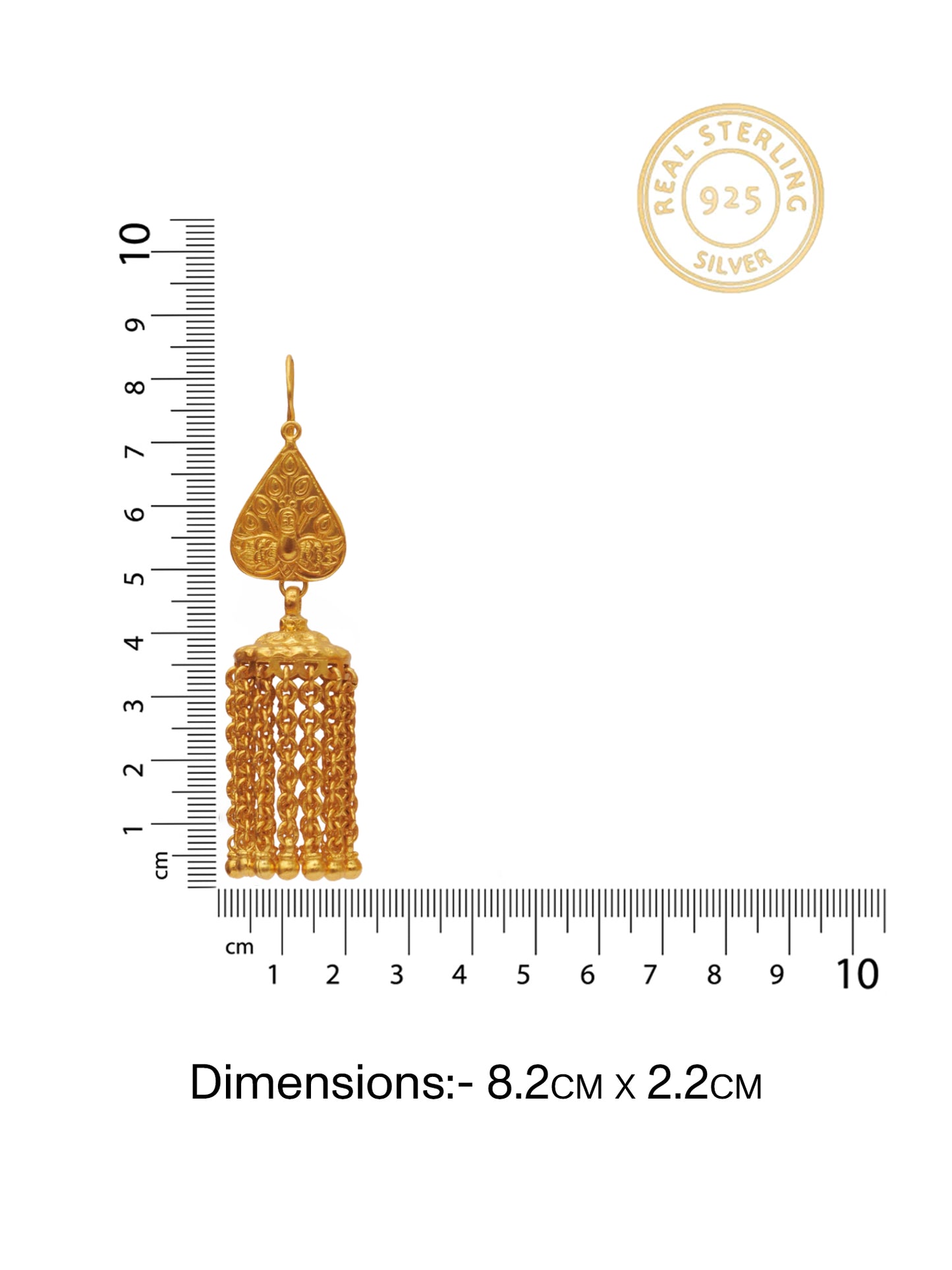 Rajwada Festive Gold Plated 925 Silver Peacock Motif Earrings with Long Ghungroos