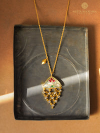 925 Silver Padmavati Trillion Prehnite Kundan Necklace view 2