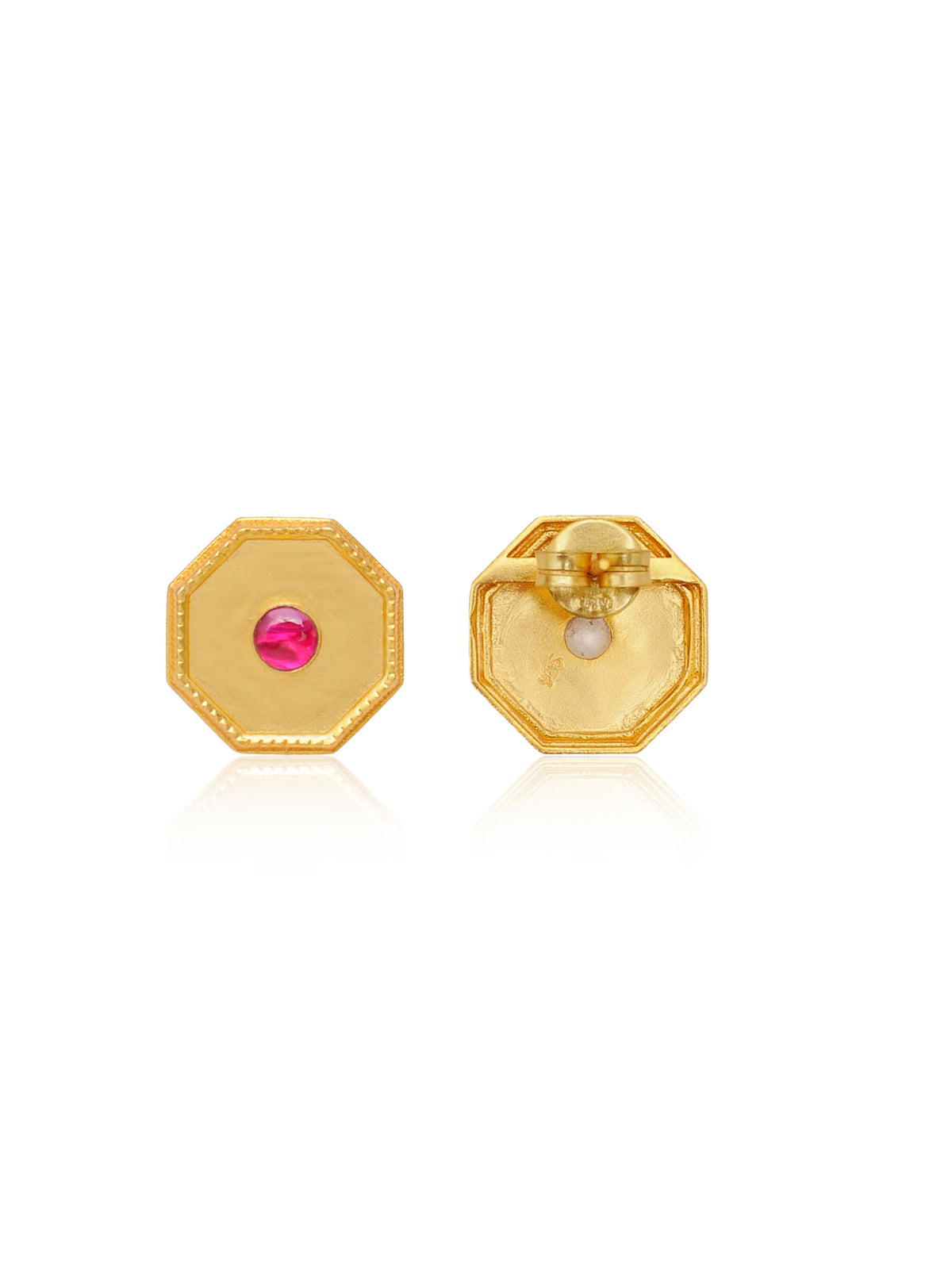 Meher Pink Kundan 925 Silver Gold Plated Earrings view 3