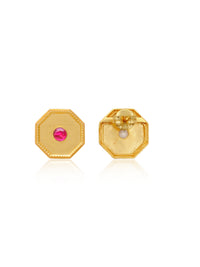 Meher Pink Kundan 925 Silver Gold Plated Earrings view 3