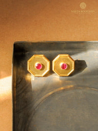 Meher Pink Kundan 925 Silver Gold Plated Earrings view 2