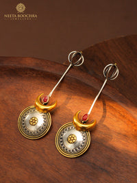 Nitya 925 Silver Designer Half Moon Earrings view 2