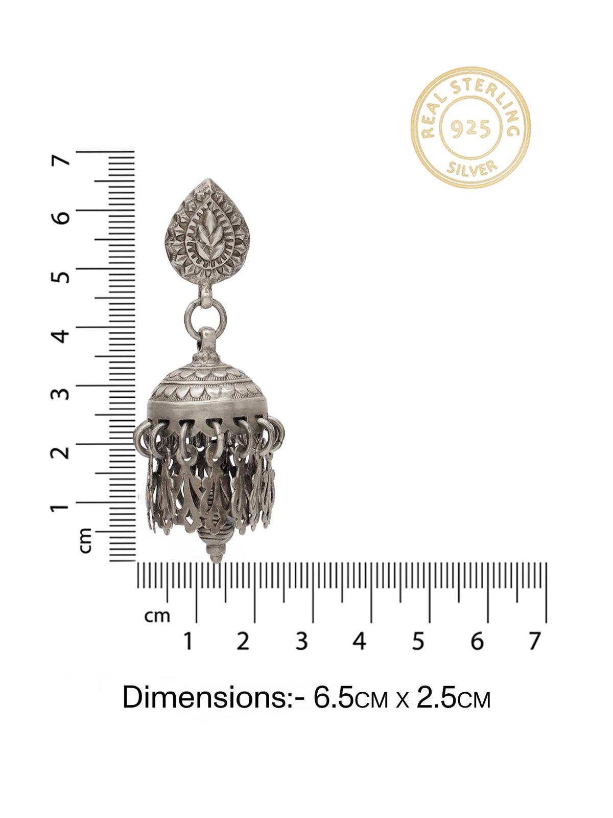 Rajwada Antique 925 Silver Jhumki with Designer Ghungroos view 5