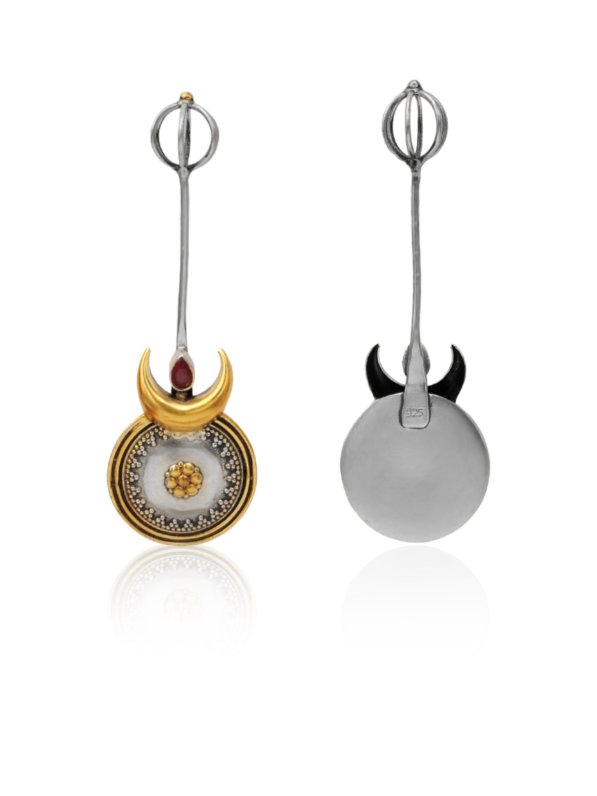 Nitya 925 Silver Designer Half Moon Earrings view 5