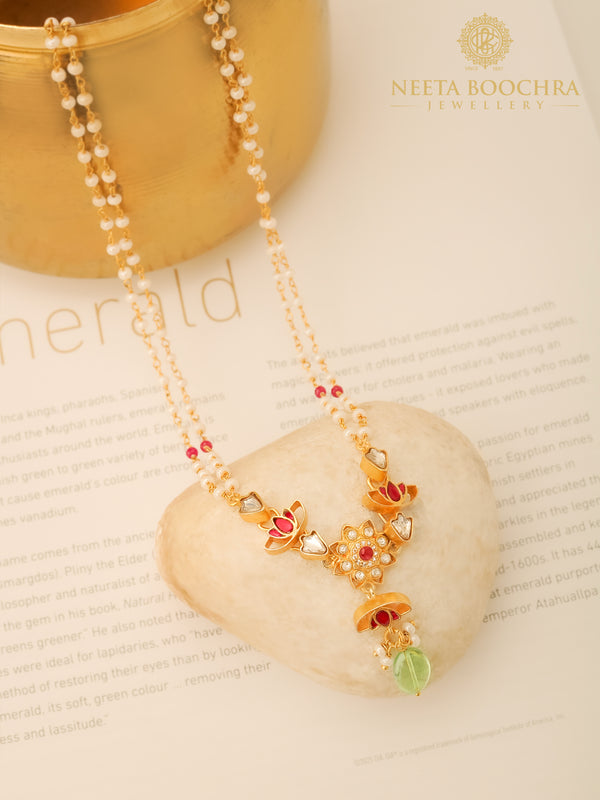 925 Silver Gold Plated Padmavati Lotus Kundan Necklace alternate view