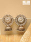 Rajwada 925 Silver Statement Peacock Motif Jhumkis with Crystal and Pearl