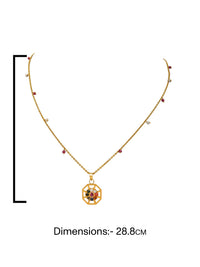 925 Silver Gold Plated Navratan Motif Pendant Necklace view 5