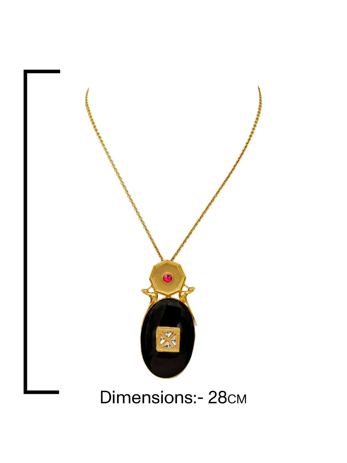 Meher Pink Kundan 925 Silver Gold Plated Necklace with Black Onyx view 5