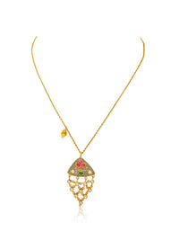 925 Silver Padmavati Trillion Prehnite Kundan Necklace view 3