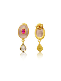 Gulnoor Rose Quartz Kundan Earrings view 3