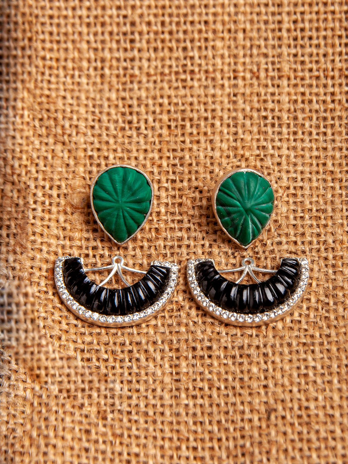 Dual Glam – Malachite & Black Onyx Luxe Convertible Earrings view 3