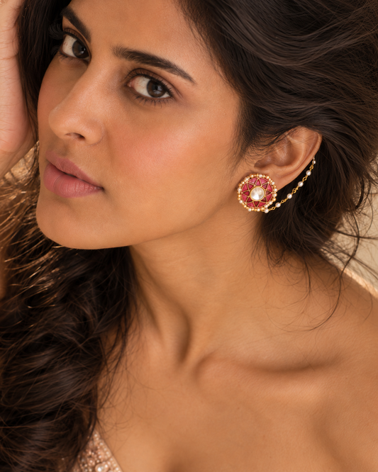 The Sahara Phool — Earring in hand-set kundan, 22K Gold Plating, Riwaayat Collection