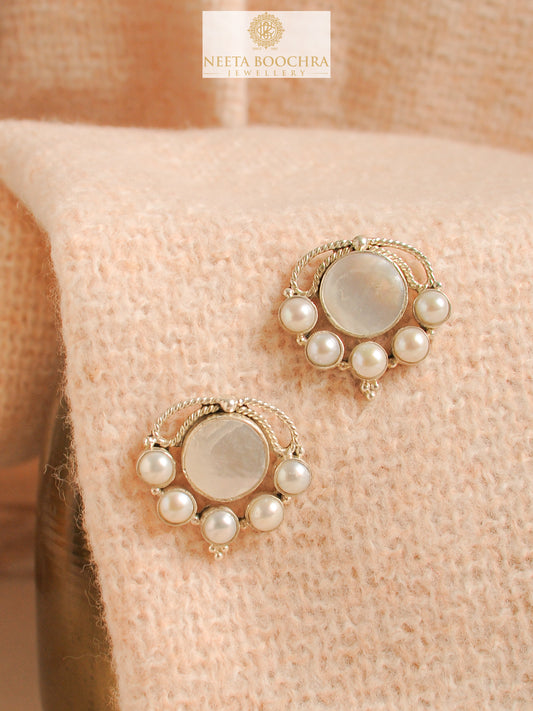 Chandrika 925 Silver Shweta Pearl Stud Earrings