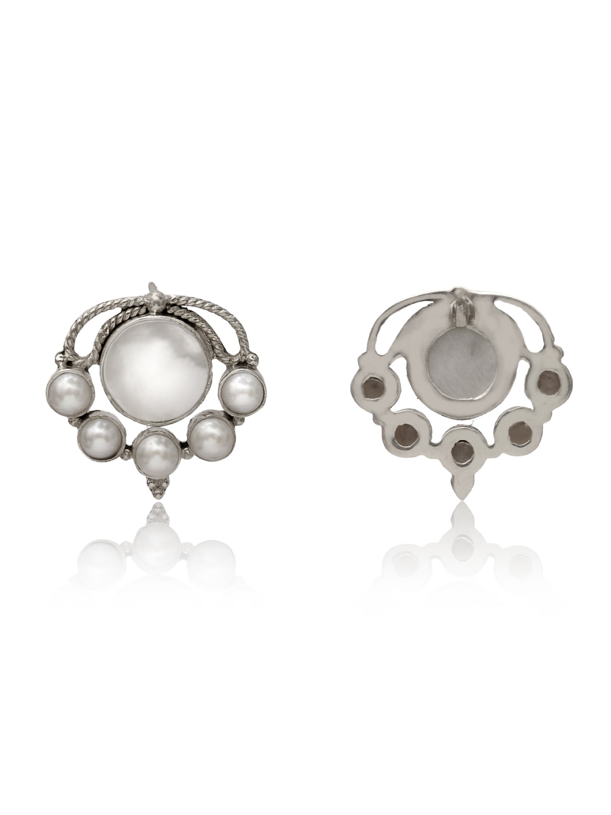 Chandrika 925 Silver Shweta Pearl Stud Earrings view 3