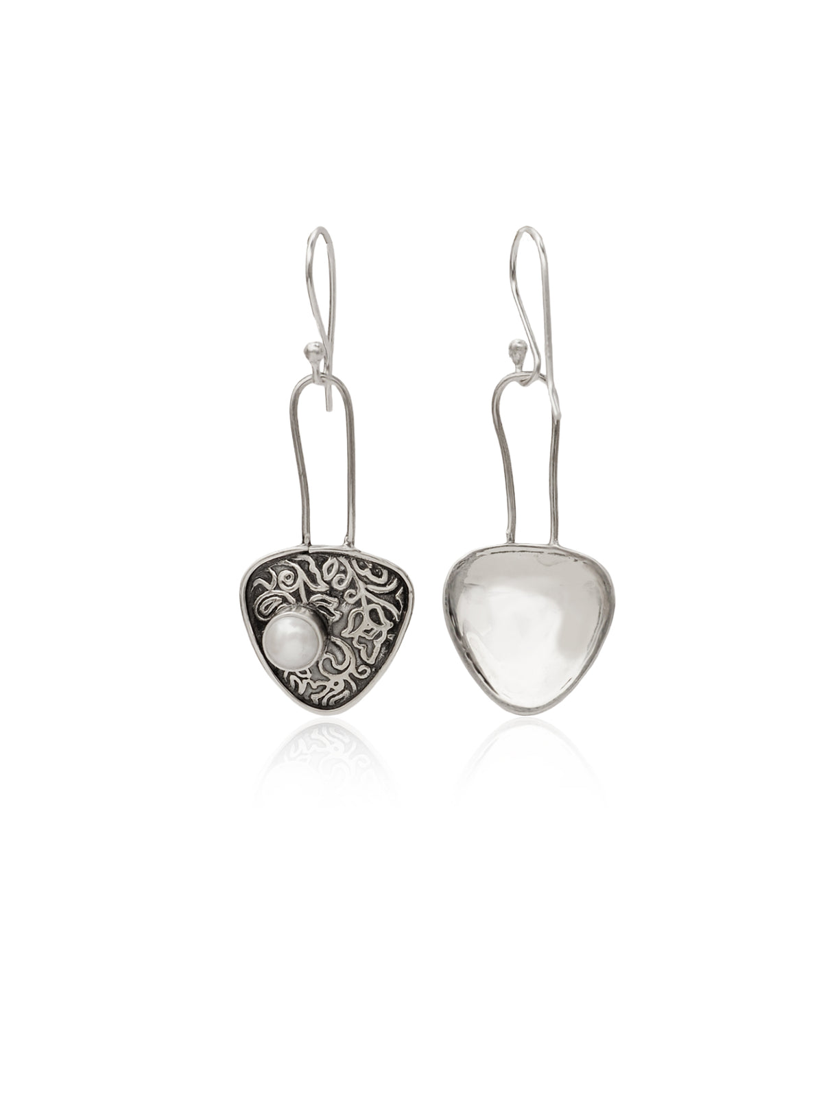 Chandrika 925 Silver Mukta Dangler Earrings view 3