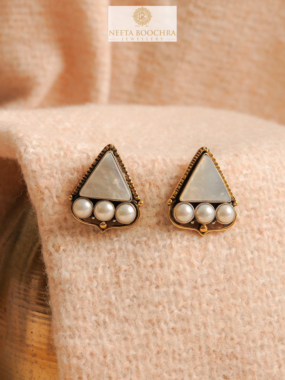 Chandrika 925 Silver Two Tone Aabha Earrings view 2