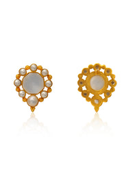 Chandrika 925 Silver Shweta Gold Plated Pearl Earrings view 3