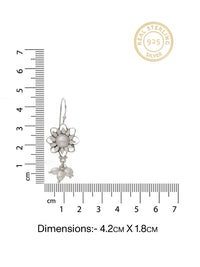 Chandrika 925 Silver Sunflower Pearl Dangler Earrings view 5