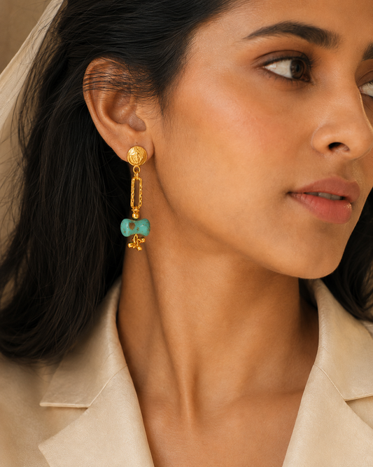 The Firoza Kali — handcrafted 925 sterling silver earring by Neeta Boochra, Jaipur