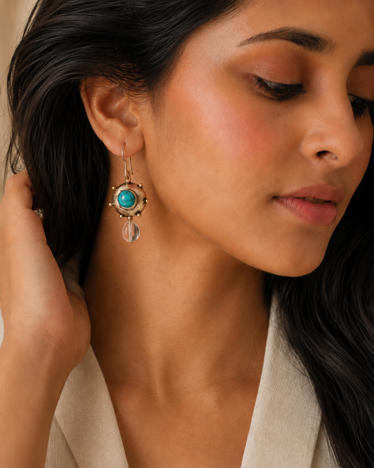 The Firoza Mani — handcrafted 925 sterling silver earring by Neeta Boochra, Jaipur
