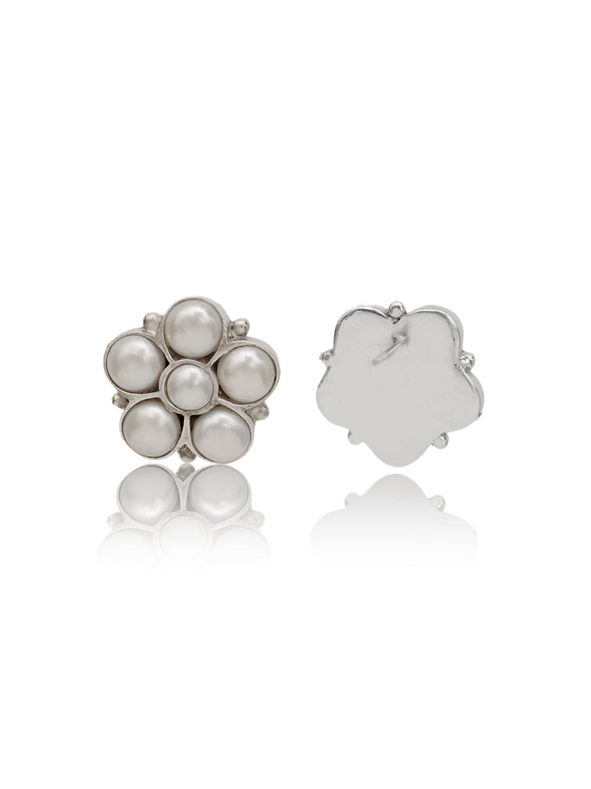 Chandrika 925 Silver Classic Freshwater Pearl Stud Earrings view 3