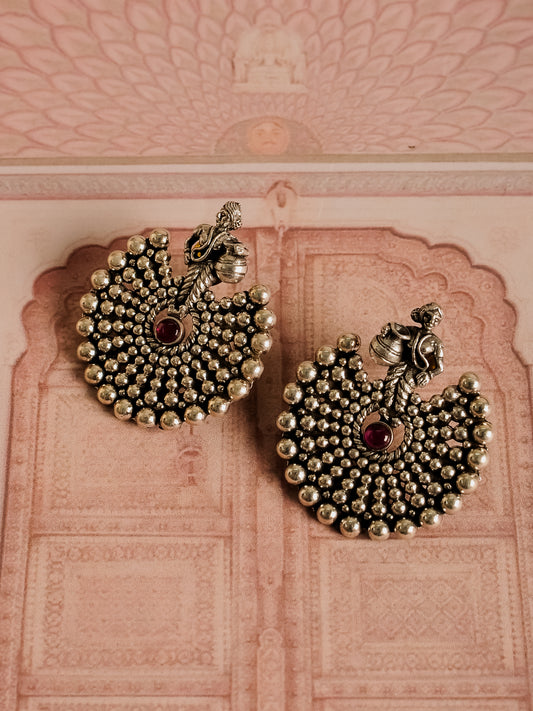 The Mor Chand — 925 sterling silver earrings by Neeta Boochra, Jaipur