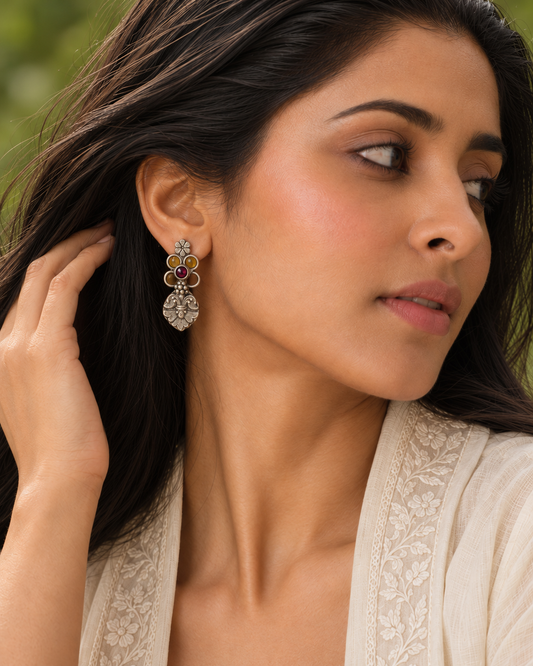 The Gulab Kali — 925 sterling silver earrings by Neeta Boochra, Jaipur
