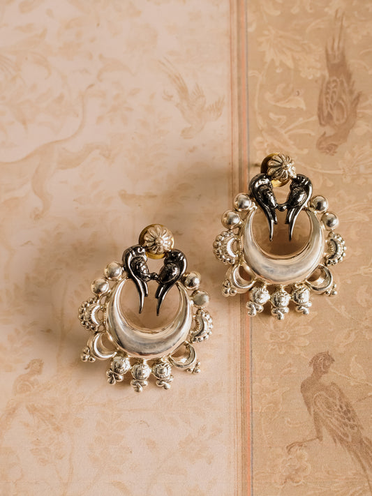 The Mor Chandbali — 925 sterling silver earrings by Neeta Boochra, Jaipur