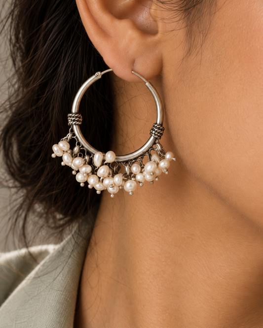 The Moti Bali — 925 sterling silver earrings by Neeta Boochra, Jaipur