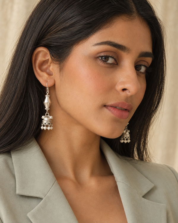 Rajwada Dholki 925 Silver Jhumki with Pearl alternate