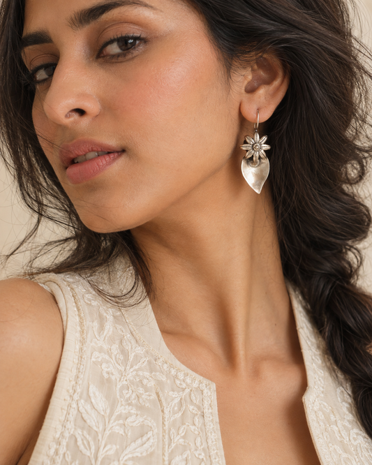 The Phool Patra — 925 sterling silver earrings by Neeta Boochra, Jaipur