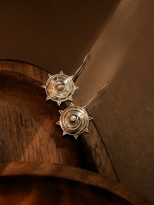 The Chakra Bindu — 925 sterling silver earrings by Neeta Boochra, Jaipur