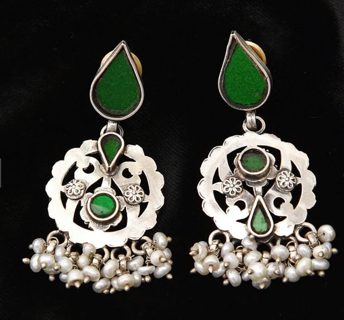 Customized Order - Earrings with Red Mirror view 1