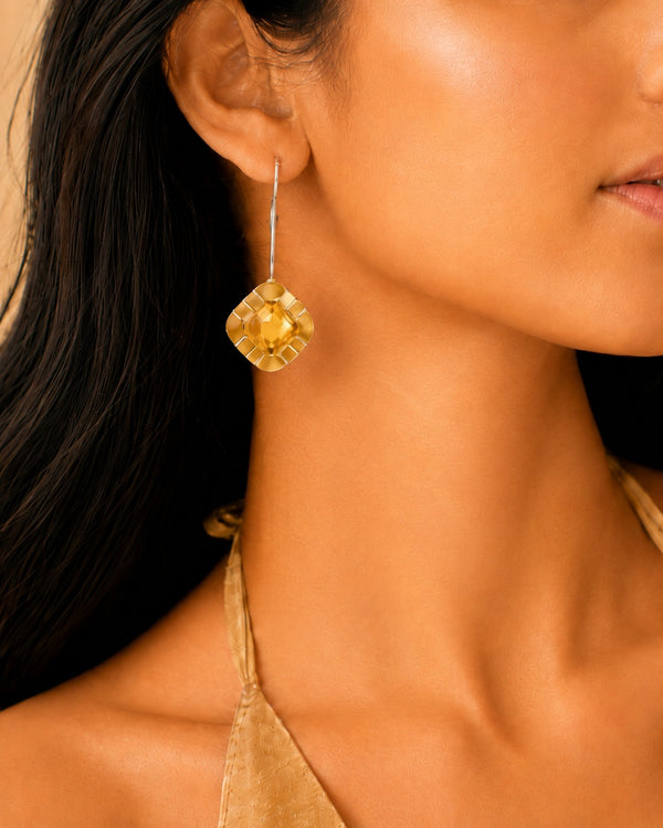 Nitya 925 Silver Citrine Dangler Earrings