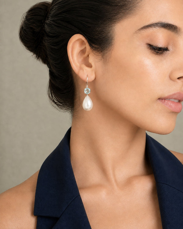 Chandrika 925 Silver Aqua Glow Earrings
