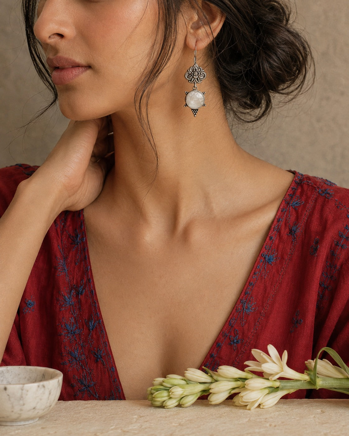 Chandrika 925 Silver Aabha Dangler Earrings view 2