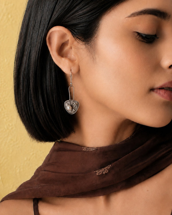 Chandrika 925 Silver Mukta Dangler Earrings