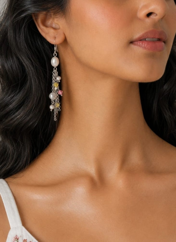 Chandrika 925 Silver Multicolor Dangler Earrings