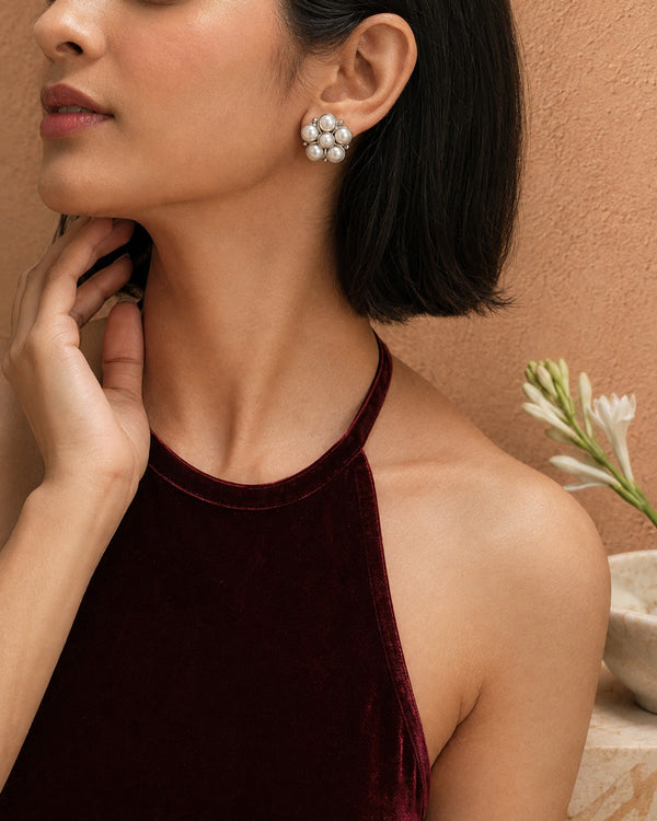 Chandrika 925 Silver Classic Freshwater Pearl Stud Earrings alternate