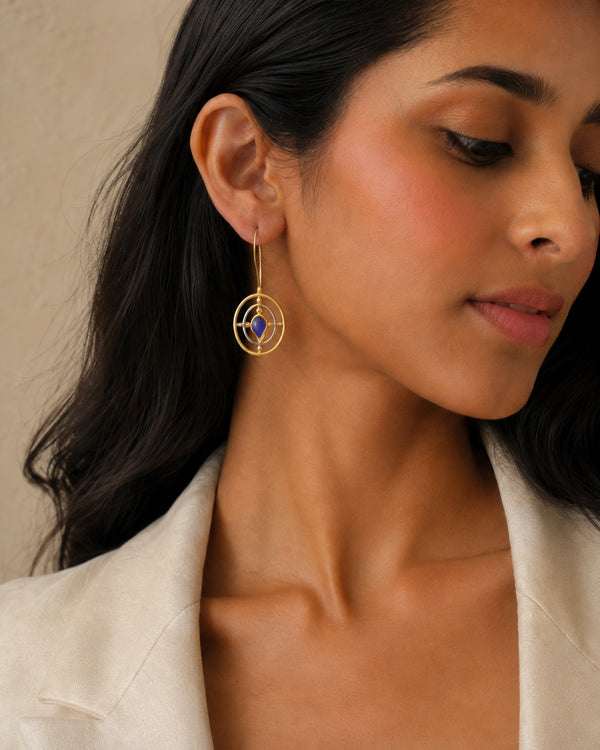 Nitya 925 Silver Two Tone Lapis Dangler Earrings