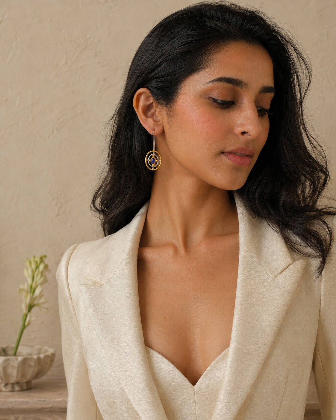 Nitya 925 Silver Two Tone Lapis Dangler Earrings view 2