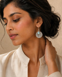 Nitya 925 Silver  Aqua Textured Dangler Earrings view 1
