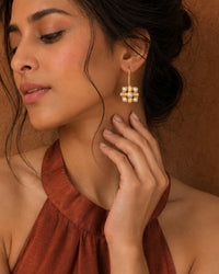 Nitya 925 Silver Gold Plated Pearl Danglers view 1