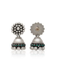 Rajwada 925 Silver Jhumki with Turquoise Gemstone view 4