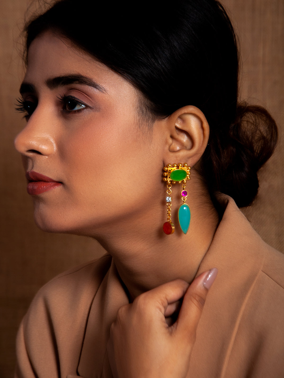 Gemstone Silver Fusion Earrings view 3