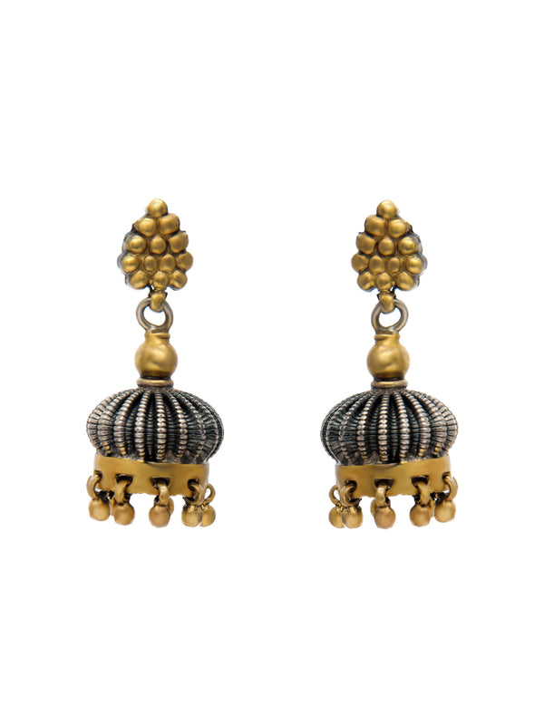 Radiant Reflections 925 Sterling Silver Two Tone Jhumki Earrings alternate