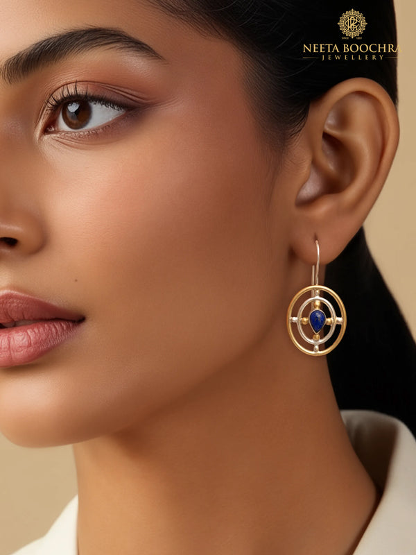 Nitya 925 Silver Two Tone Lapis Dangler Earrings alternate view