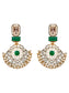 Shubhankar Dwirupa Moissanite Earrings: 925 Sterling Silver Two Tone Earrings with Green Onyx