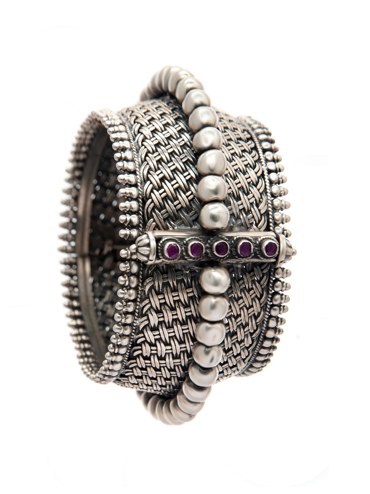 Rawa Radiance: 925 Silver Statement Bangle with Fine Rawa Detailing view 4