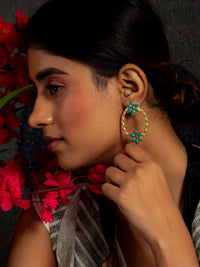Turquoise Elegance Oval Earrings: 925 Sterling Silver Gold Plated view 3